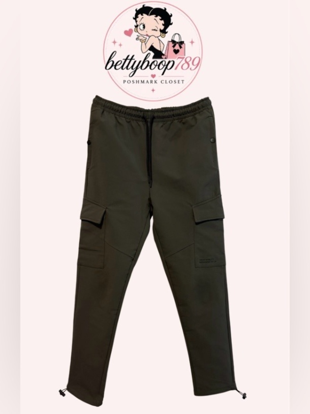 Public Record Men's Olive Cargo Pants with Drawstring Hem